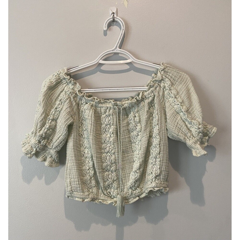 American Eagle Womens Muslin Cotton Crop Top Size XSmall Light Green